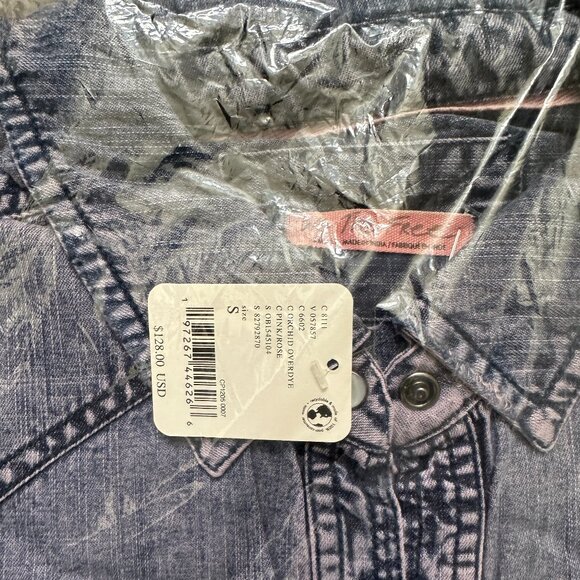 FREE PEOPLE The Short Of It Denim Top - Orchid Overdye - Small - Factory Sealed - Picture 5 of 13